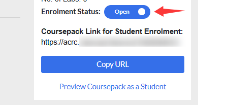 Turn on the enrollment status switch to open the course